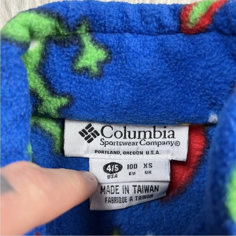 Vintage Columbia Blue Animal Fleece Vest Kids 4/5